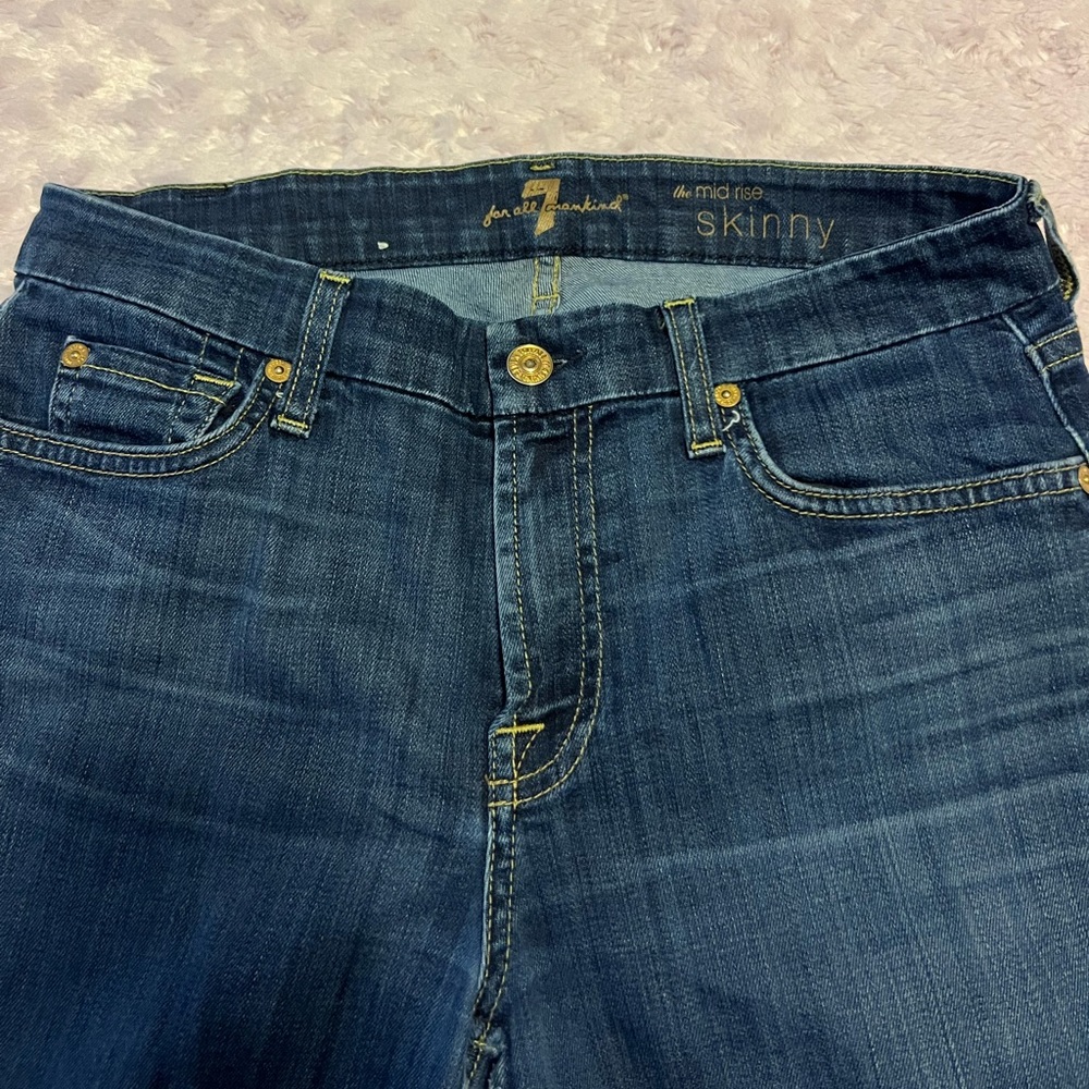 7 For All Mankind Dark Wash Skinny Jeans - Picture 4 of 6